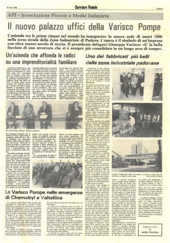 Articolo nuova sede Varisco 1988